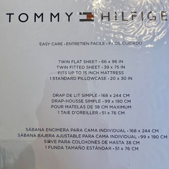 NEW Tommy Hilfiger Green & White Diamond Print Twin Sheet Set - Picture 4 of 4